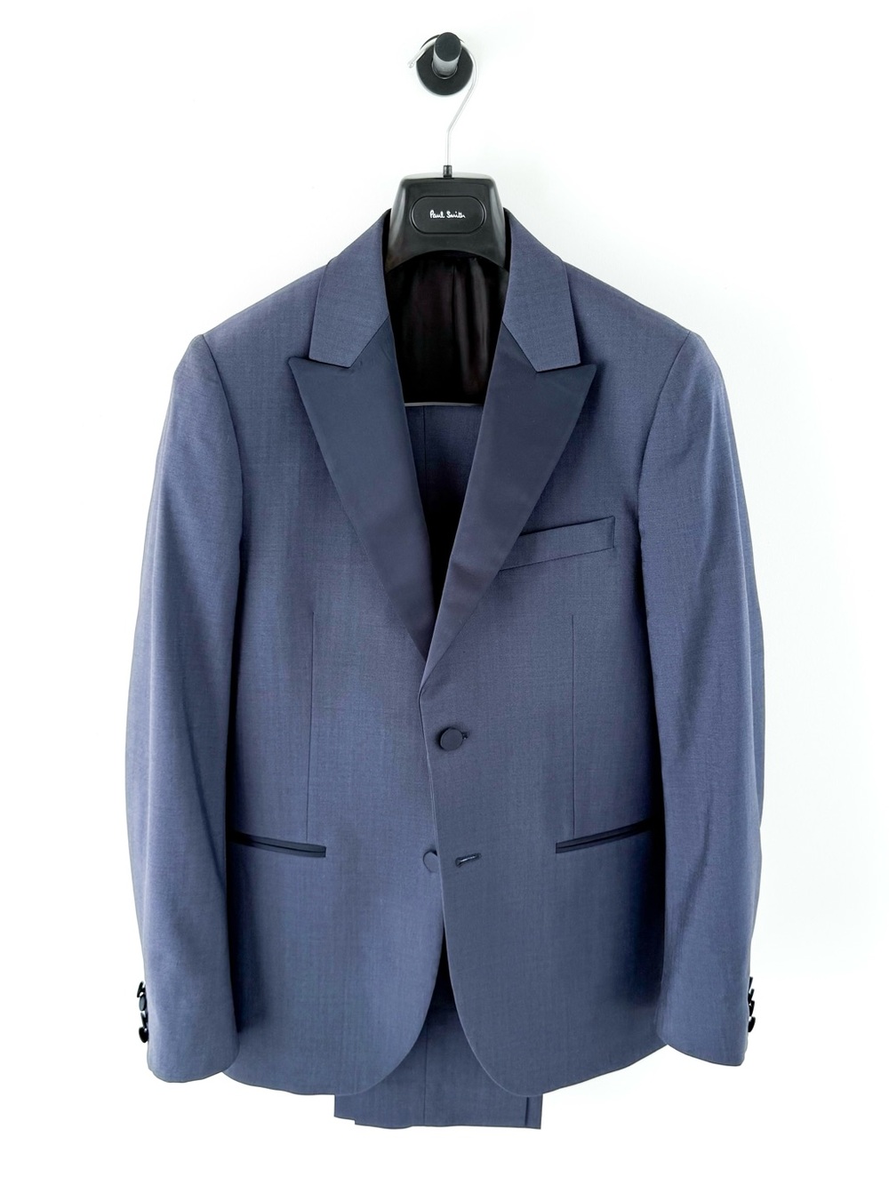 Paul Smith Men's Soho Fit Navy Peak Satin Lapel Suit Tuxedo Italian Wool 38R